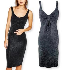 Berksha Sparkle Grey Glitter Evening Midi Dress Sz S